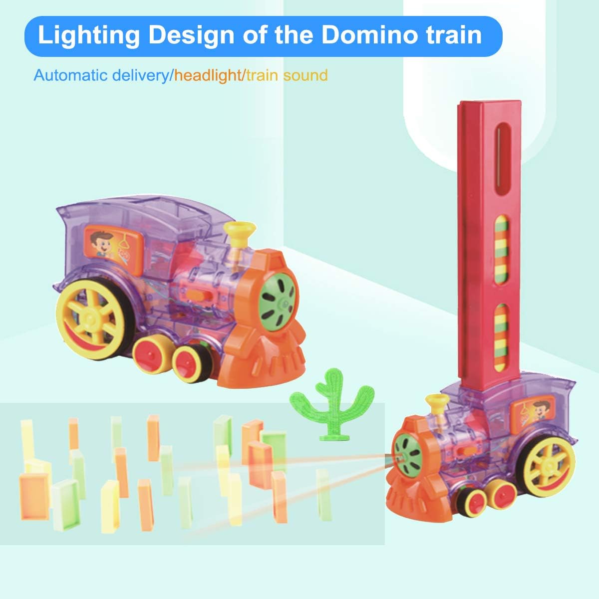 🚂🎨 360 Living Domino Train - Diversão Automática com Luzes e Som! 🌟