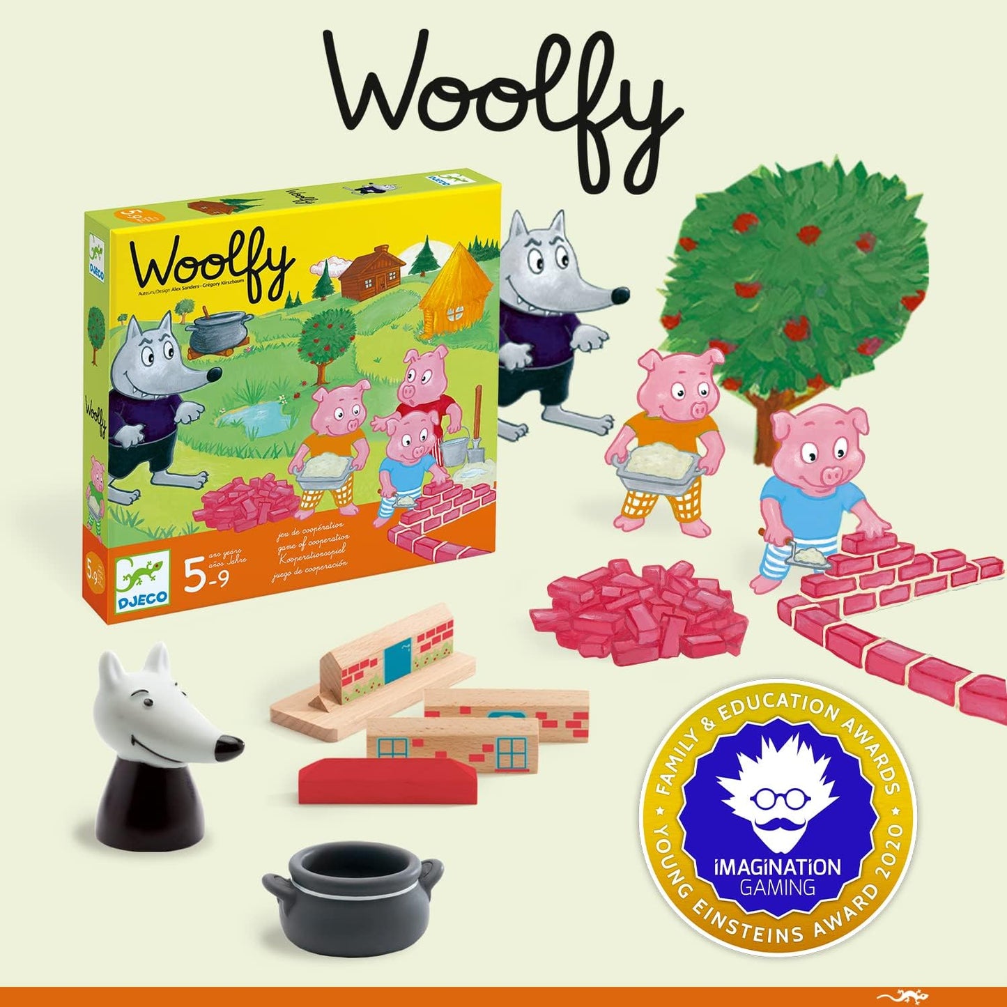 🐷🏠 Djeco Woolfy - Jogo de Cooperação Inspirado nos 3 Porquinhos! 🐺🎲