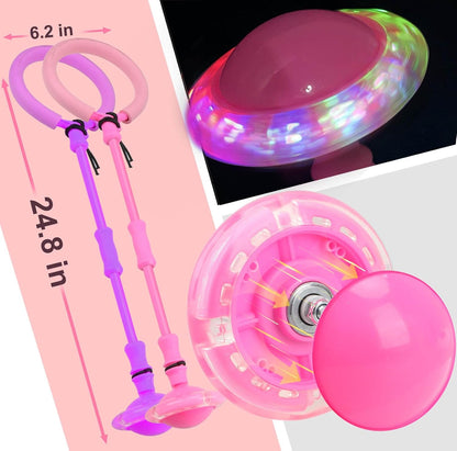 🎉🔄 Britik Jump Ring Foot Spinner - Diversão com Luzes para Crianças de 5 a 12 Anos! 🦶💡