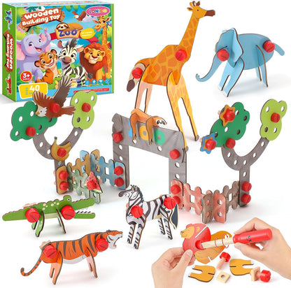 🦁🐘 Puzzle 3D de Madeira Atoylink - Animais Divertidos e Educativos! 🧩🌳