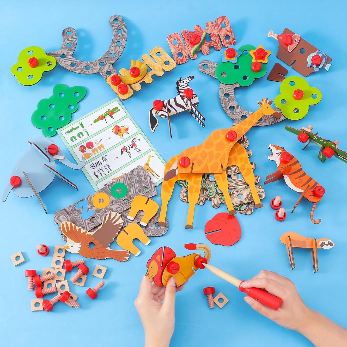 🦁🐘 Puzzle 3D de Madeira Atoylink - Animais Divertidos e Educativos! 🧩🌳