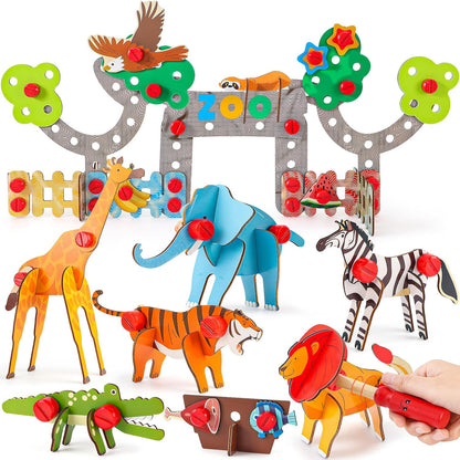 🦁🐘 Puzzle 3D de Madeira Atoylink - Animais Divertidos e Educativos! 🧩🌳