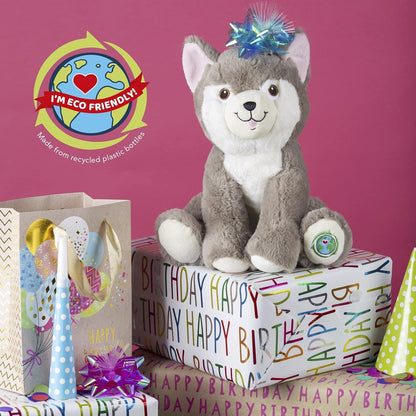 🐾❄️ Husky Dog Soft Toy 23cm - Fofura Sustentável e Super Macia! 🌍