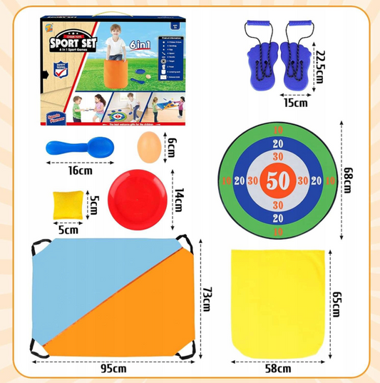 🏃‍♂️🎯 Conjunto de Jogos ao Ar Livre 6 em 1 🎉🌈